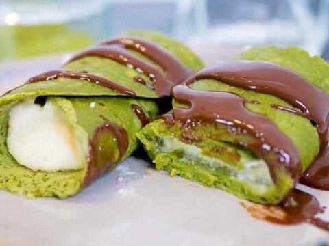 Crêpe matcha au massepain au thermomix