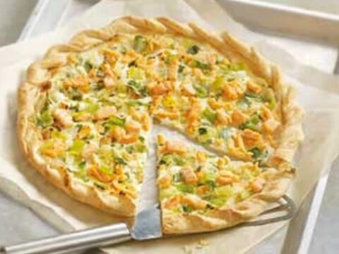 Pizza au saumon et poireaux au thermomix