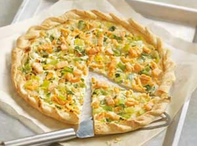 Pizza au saumon et poireaux au thermomix