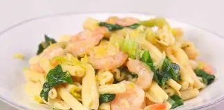 Pâtes aux crevettes et poireaux au cookeo