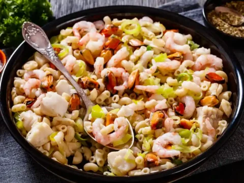 pâtes aux crevettes et poireaux au Cookeo
