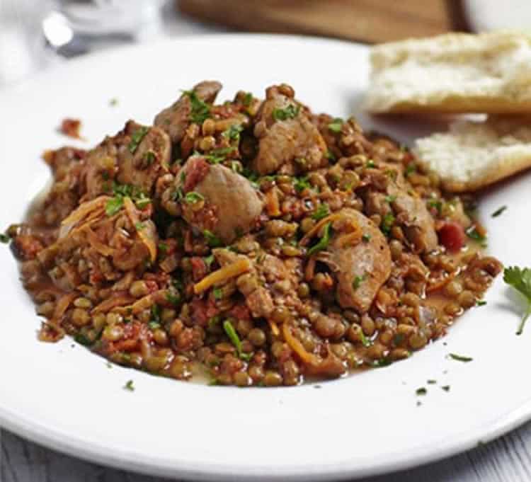 Poulet aux lentilles corail au cookeo