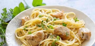 Poulet aux spaghettis à la crème