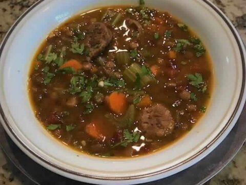 Soupe lentilles et saucisses au cookeo