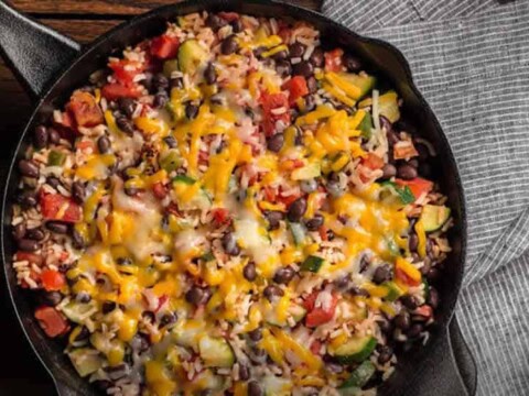 Poêlée de riz aux courgette et haricots