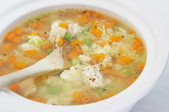 Soupe de poulet aux légumes et vermicelles