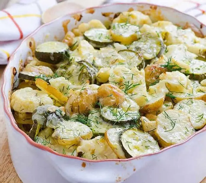 Gratin de pommes de terre et courgettes