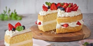Gâteau chocolat blanc et fraises
