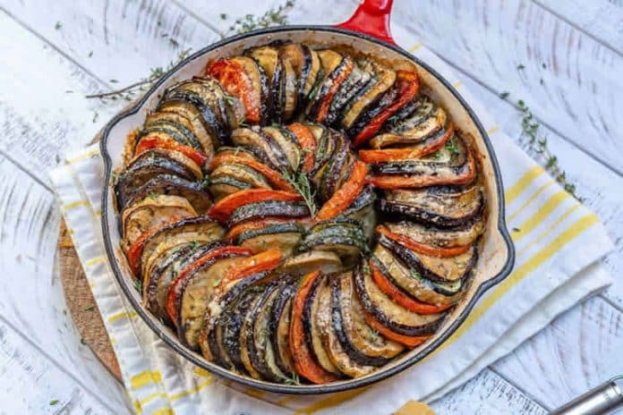 Poêlée de courgettes tomates et aubergines