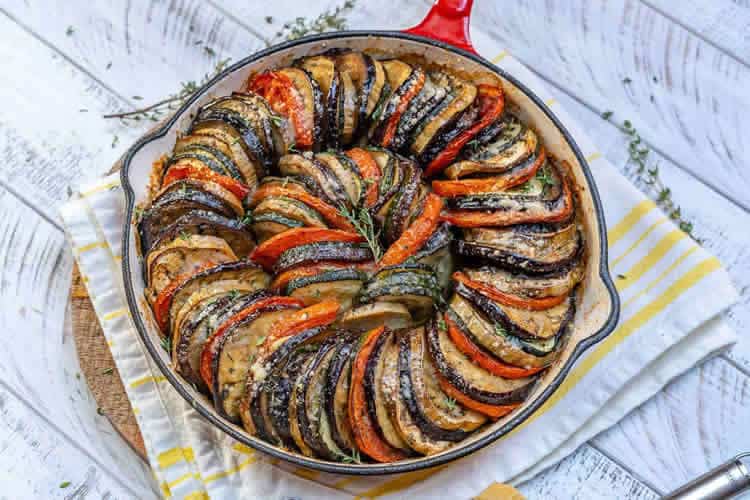Poêlée de courgettes tomates et aubergines