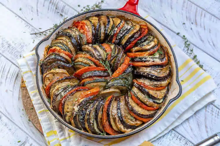 Poêlée de courgettes tomates et aubergines