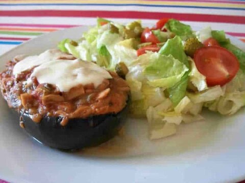 Aubergine farcie au thon