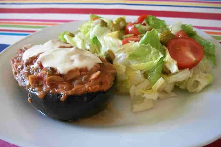 Aubergine farcie au thon