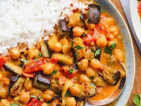 Aubergines et pois chiches au cookeo
