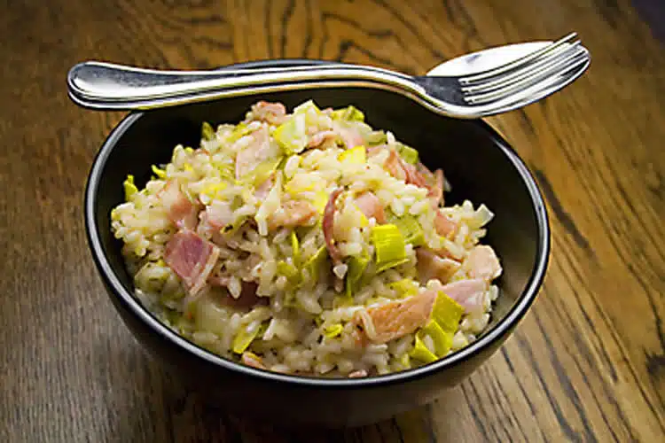 Risotto lardon et poireaux au cookeo