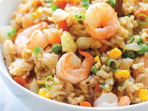 Riz crevettes et pois au cookeo