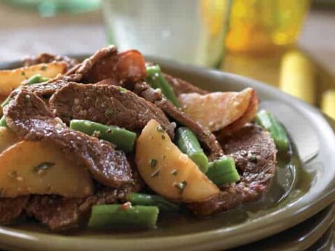 Steaks aux pommes de terre et haricots verts au cookeo