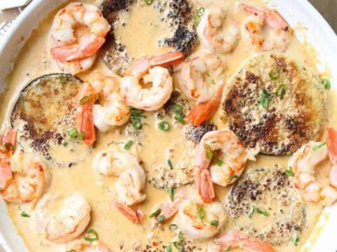 Aubergine aux crevettes à la crème