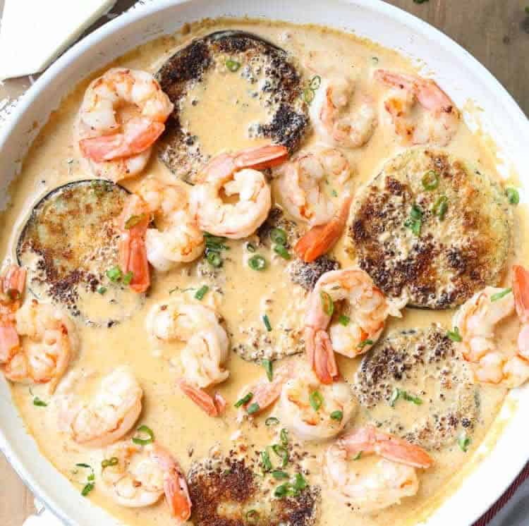 Aubergine aux crevettes à la crème