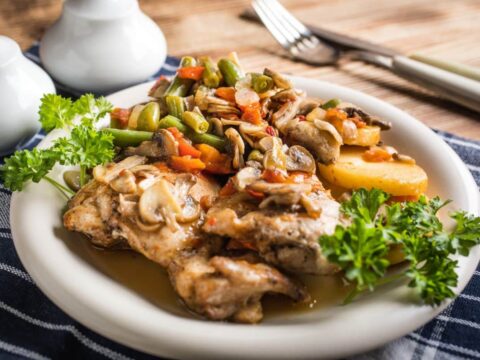 Hauts de cuisses de poulet aux champignons au cookeo