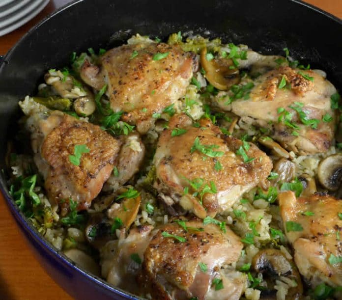 Hauts de cuisses de poulet aux champignons au cookeo