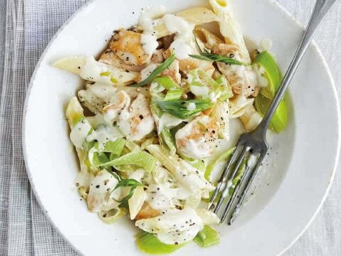 Pâtes au poulet et poireaux