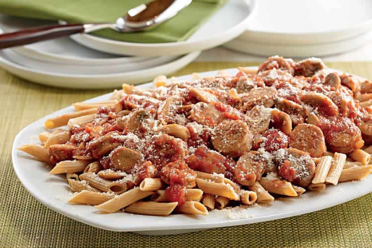 Penne avec chorizo et champignons au cookeo