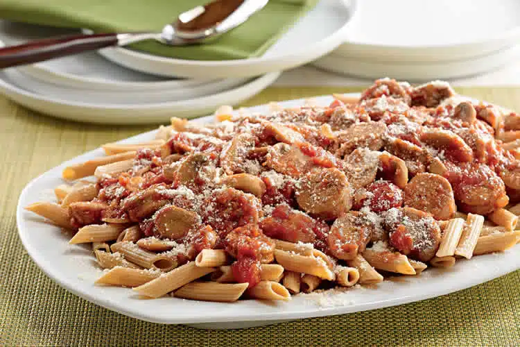 Penne avec chorizo et champignons au cookeo