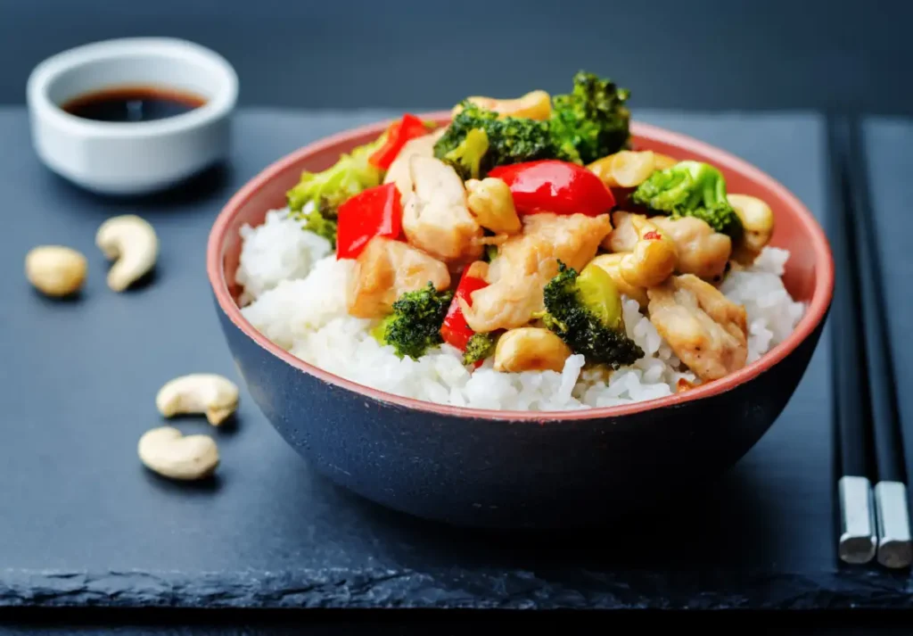 poulet au riz et brocoli