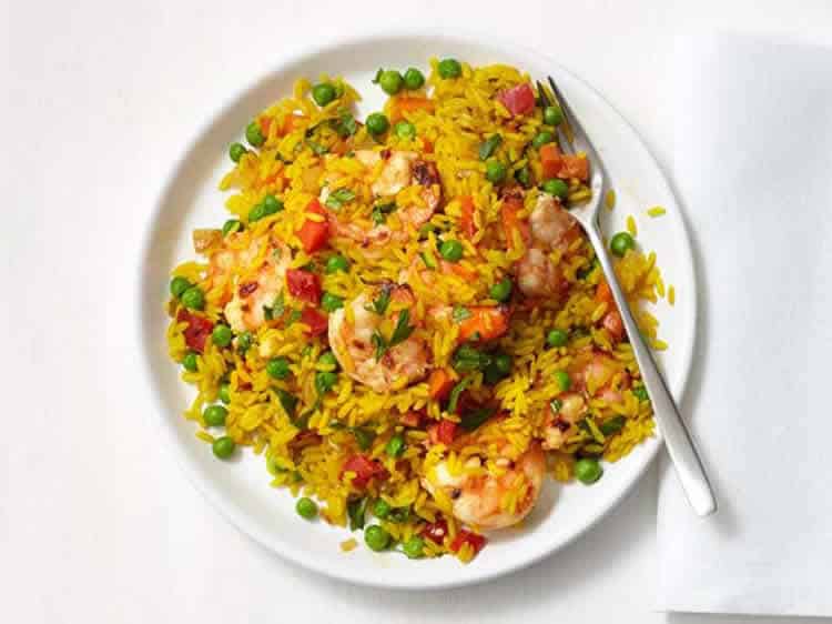 Riz aux crevettes et pois au cookeo