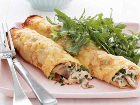 Crêpes au poulet et champignons