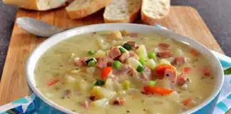 Soupe au jambon pommes de terre et poireaux