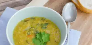 Soupe de lentilles carottes et épinards