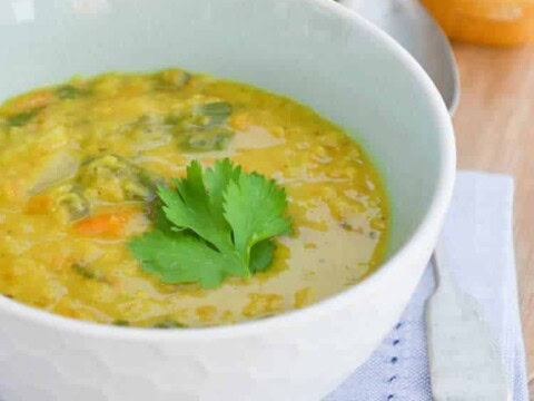Soupe de carottes épinards et lentilles