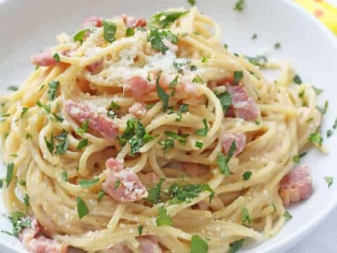 Spaghettis aux bacon et crème au cookeo