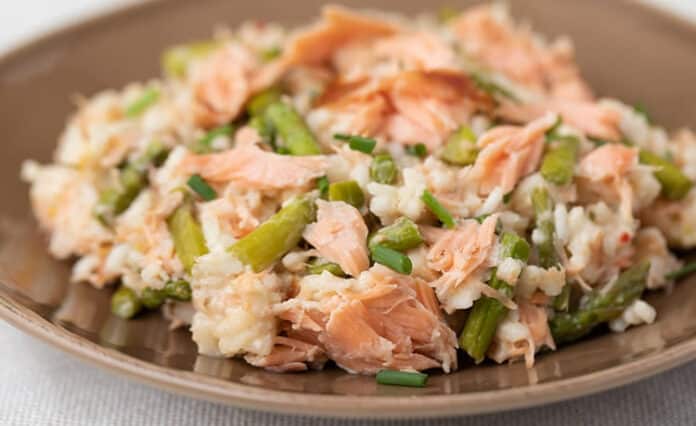 Risotto saumon asperges au cookeo