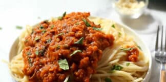 Spaghettis à la bolognaise aux lentilles au cookeo