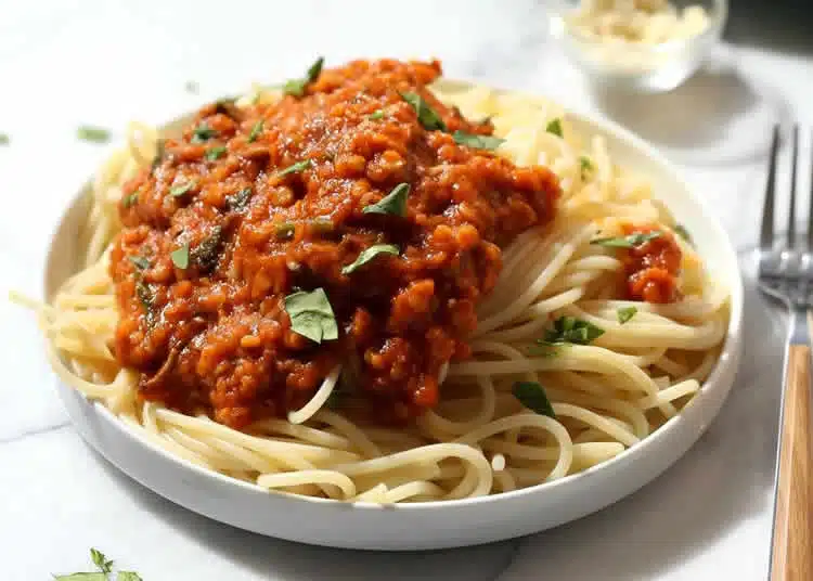 Spaghettis à la bolognaise aux lentilles au cookeo