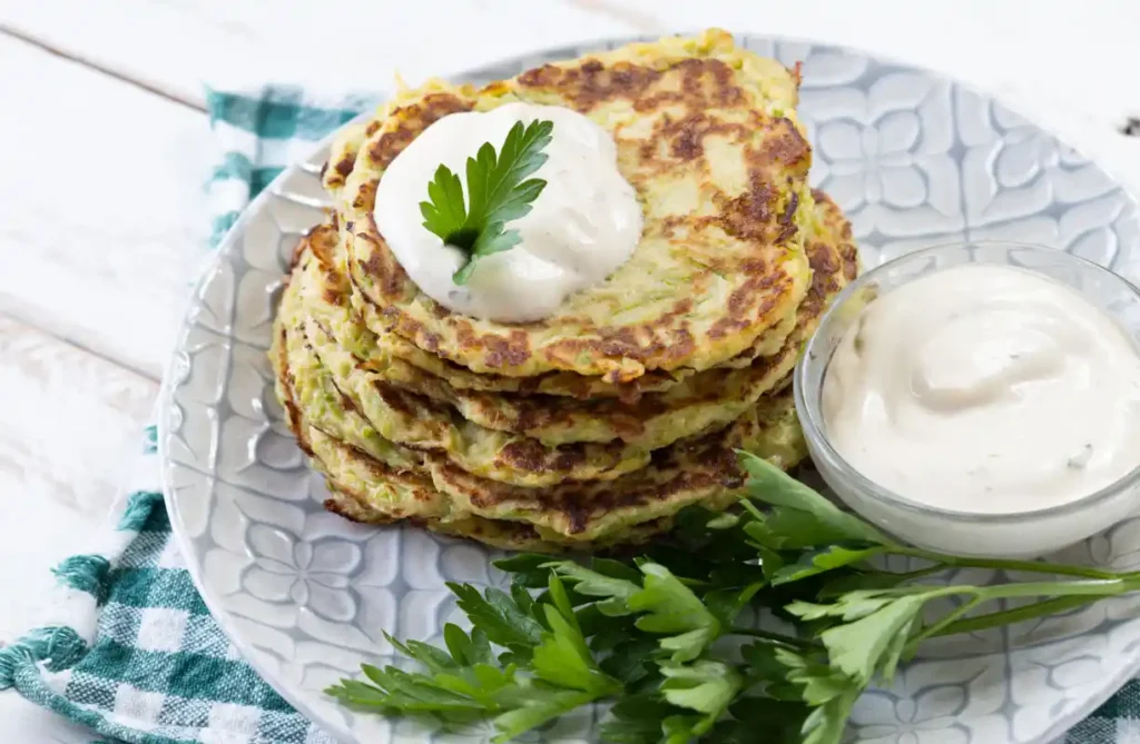 galettes de courgettes à la sauce yaourt