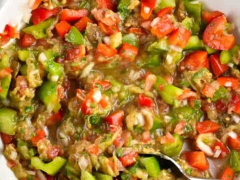 Salade aubergines et poivron