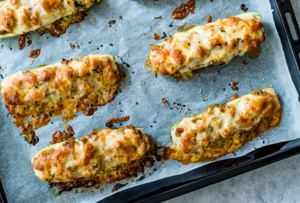 courgettes farcies au poulet et fromage