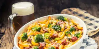 Gratin des pâtes au brocoli et saucisse