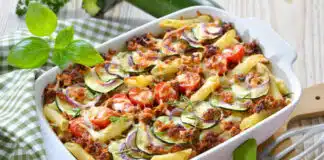 Gratin des pâtes courgette et tomate