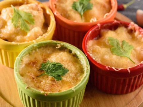 Gratin de poulet champignons et fromage