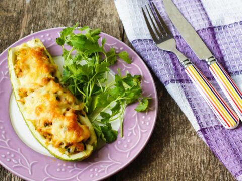 Courgettes farcies aux champignons et fromage