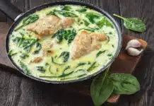 Poitrines de poulet à la sauce crémeuse aux épinards