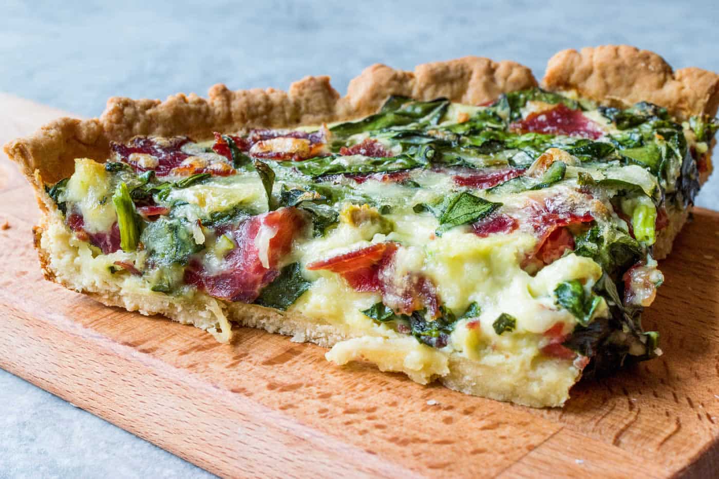 Quiche aux épinards-blettes lardon et fromage