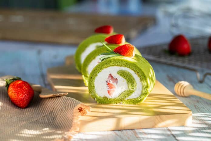 Gâteau roulé au matcha