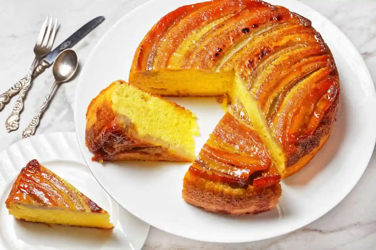 gâteau renversé à la banane et caramel