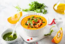 Soupe de potiron et sauce coriandre